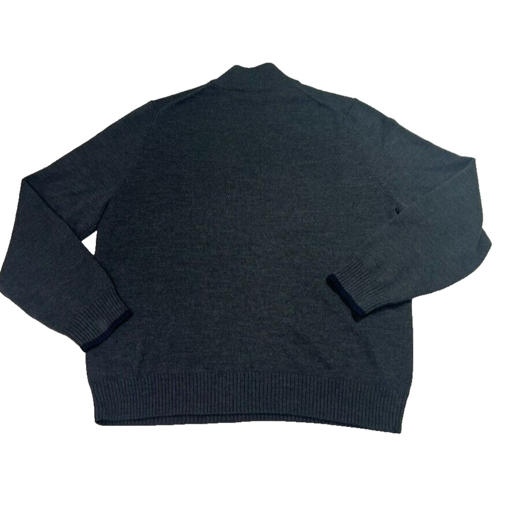 Brooks Brother Sweater Men M Gray Red 100% Merino Wool Half Zip Argyle Mock Neck - Picture 4 of 8